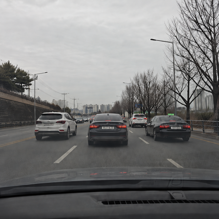 Traditional dashcam view